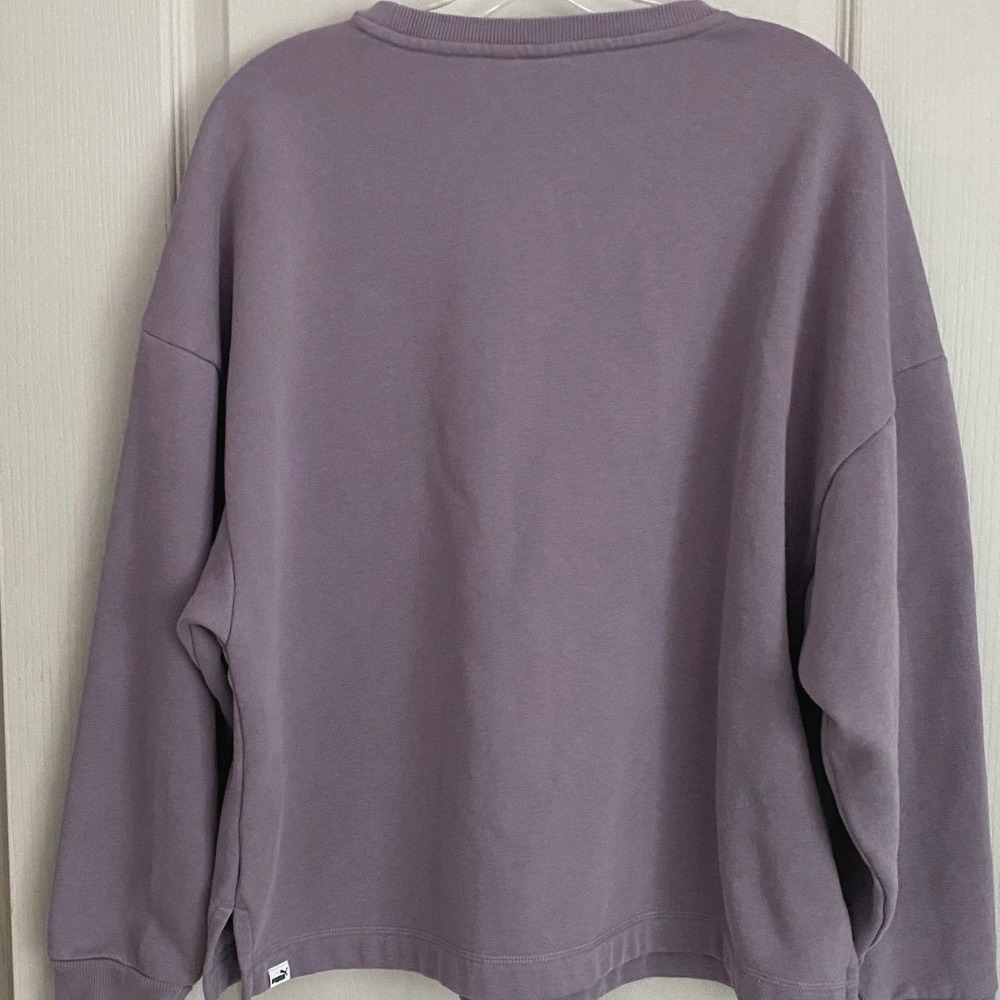 Puma Womens Relaxed Fit Fleece Crewneck Sweatshirt Purple 685750-03 - Picture 12 of 12
